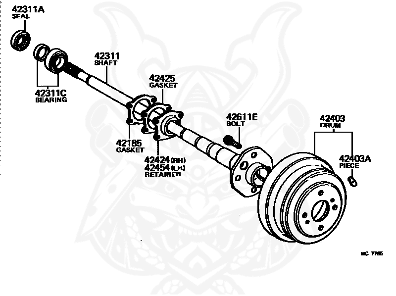 Toyota - Bolt, Hub (for Rear Axle Lh)